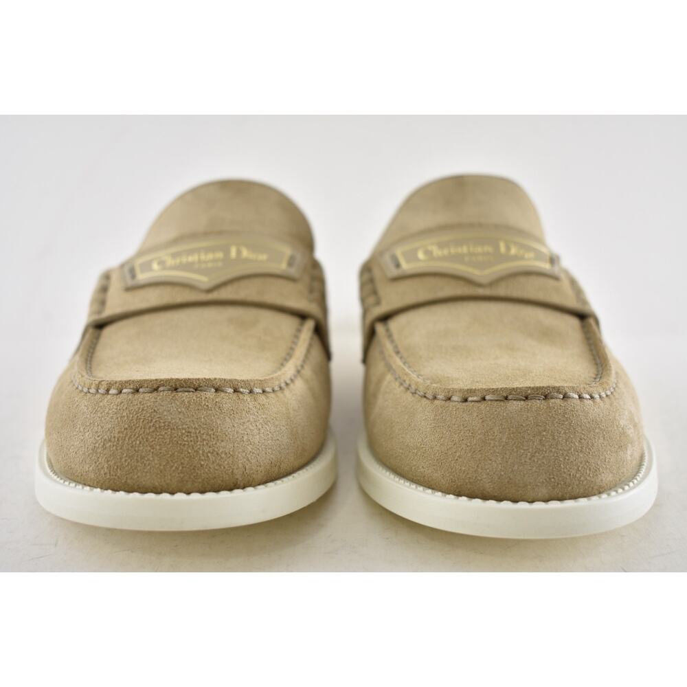 Dior Boy Mule Corde Beige Suede Leather Backless Slip On Logo Loafer Flat 42 - Picture 12 of 16